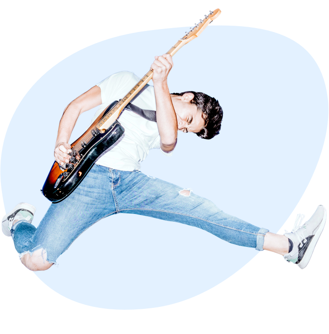 Musician performing with guitar